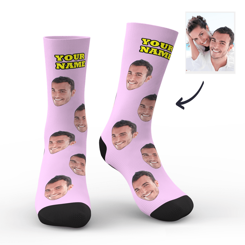 Custom Face Socks With Your Text - FaceSocksEU