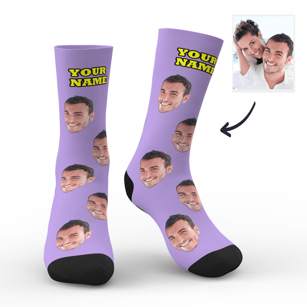 Custom Face Socks With Your Text - FaceSocksEU