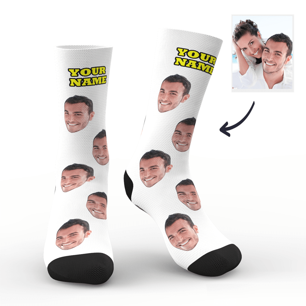 Custom Face Socks With Your Text - FaceSocksEU