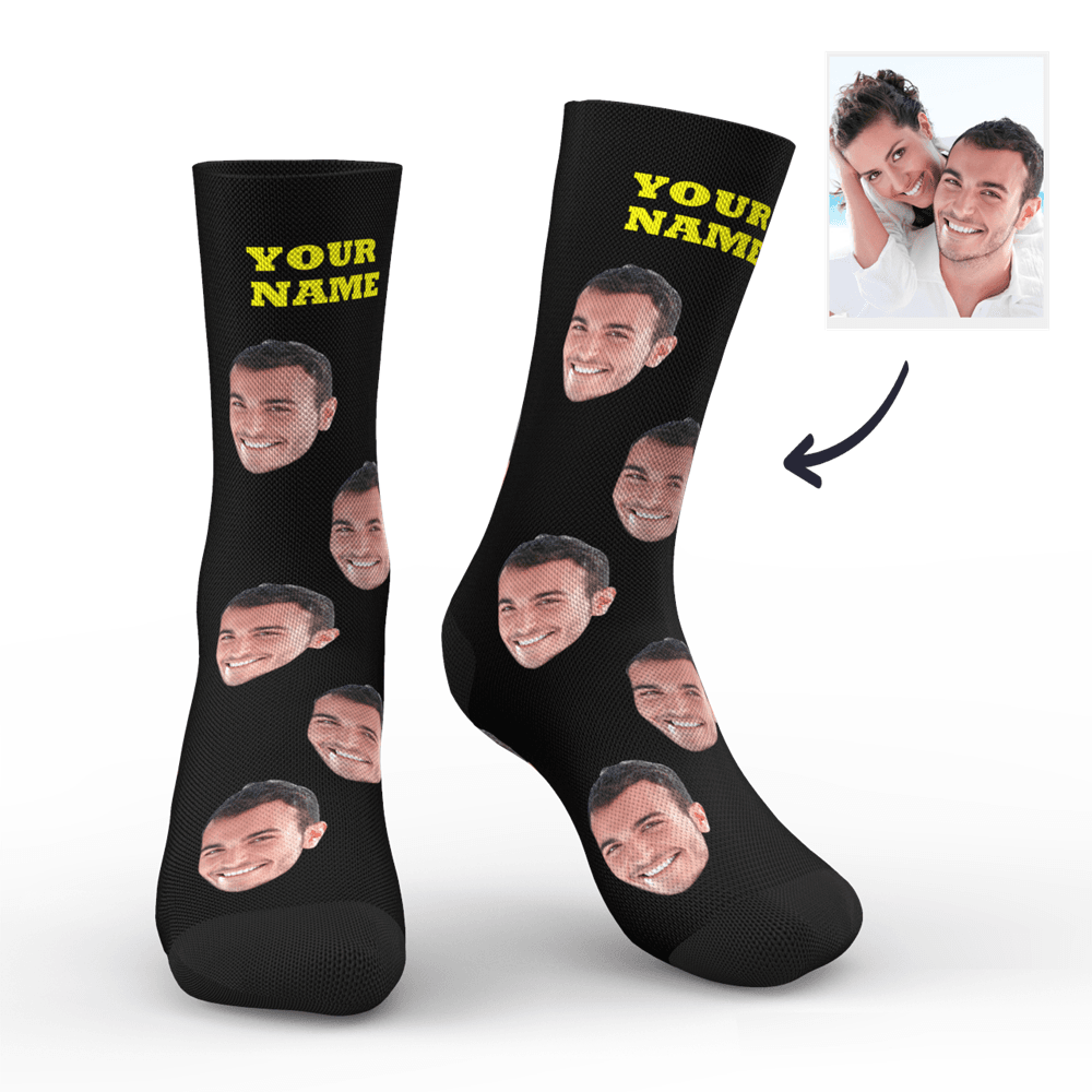 Custom Face Socks With Your Text - FaceSocksEU