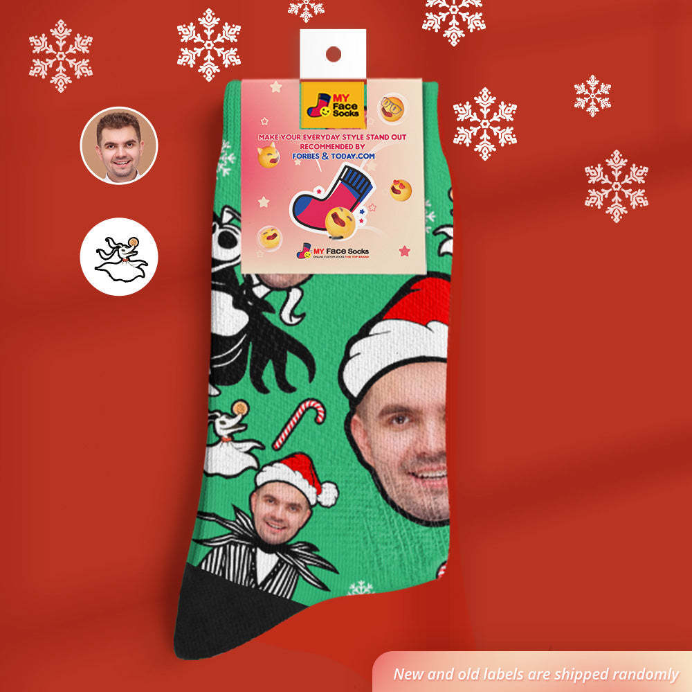 Custom Christmas Santa Socks Breathable Face Socks Personalized Soft Socks Gifts - MyFaceSocksEU