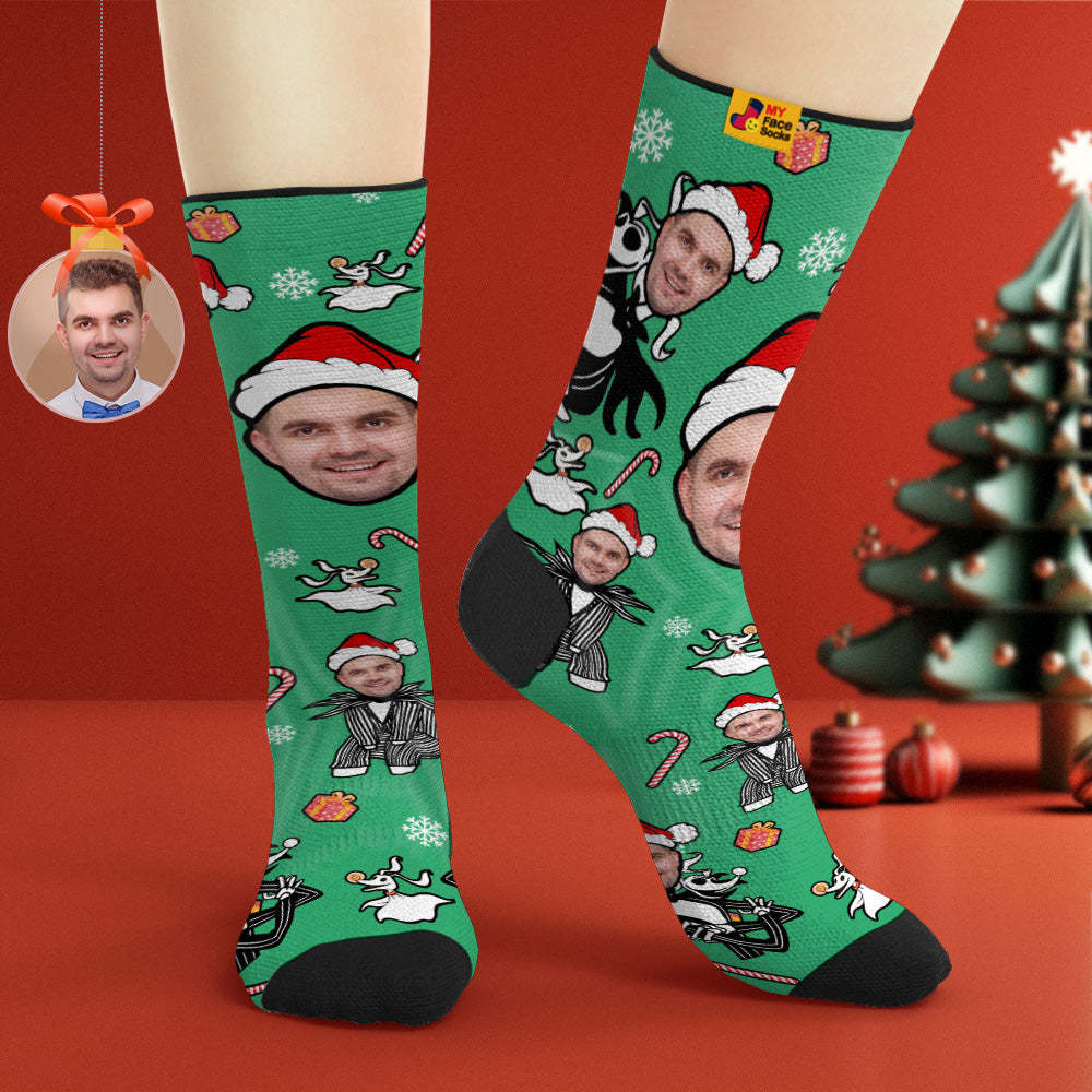 Custom Christmas Santa Socks Breathable Face Socks Personalized Soft Socks Gifts - MyFaceSocksEU