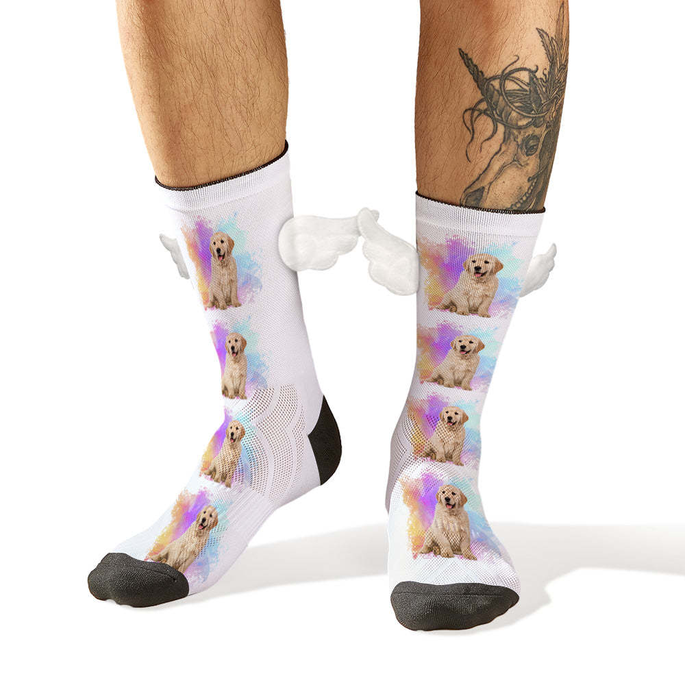 Custom Dog Photo Socks 3D Magnetic Wing Socks for Pet Lover - MyFaceSocksEU