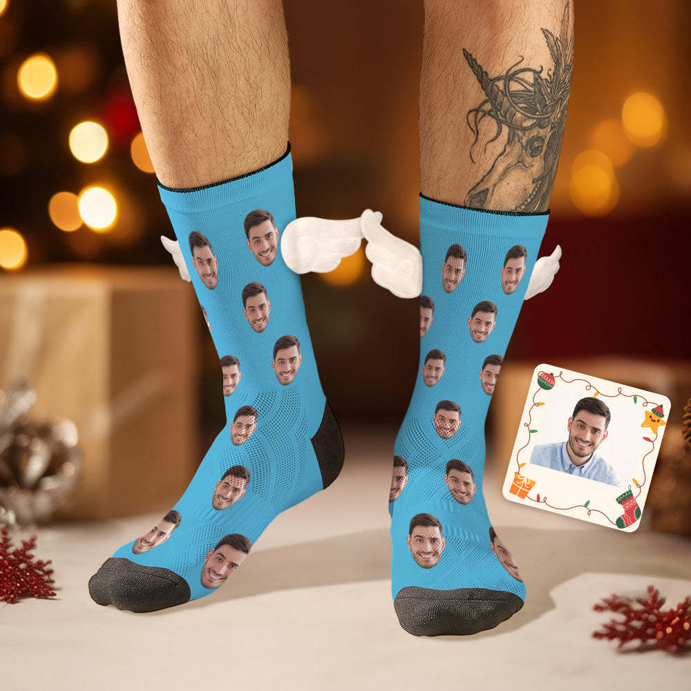 Custom Face Socks 3D Magnetic Wing Socks Christmas Gifts - MyFaceSocksEU