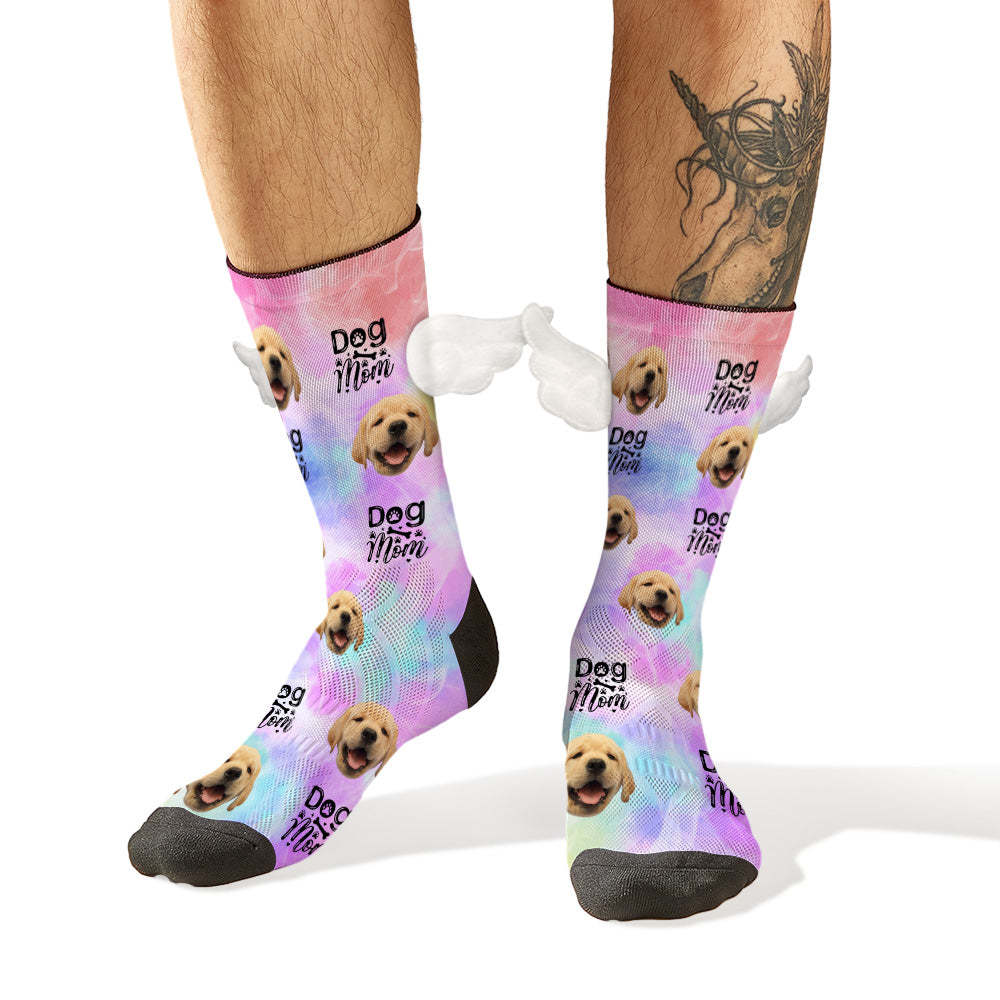 Custom Dog Face Socks 3D Magnetic Wing Socks Dog Mom for Pet Lover - MyFaceSocksEU