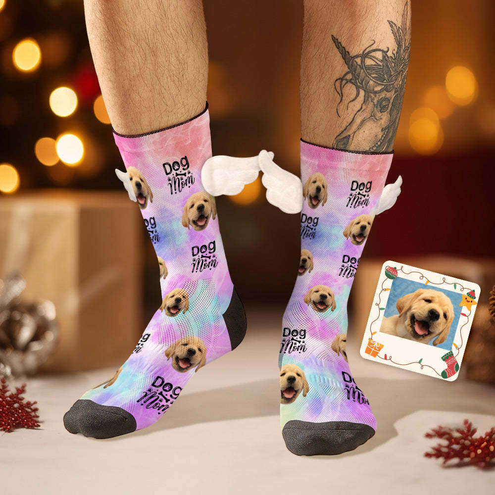 Custom Dog Face Socks 3D Magnetic Wing Socks Dog Mom for Pet Lover - MyFaceSocksEU