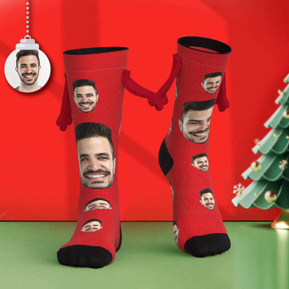 Custom Face Socks Magnetic Holding Hands Socks Funny Doll Mid Tube Socks Christmas Gifts - MyFaceSocksEU