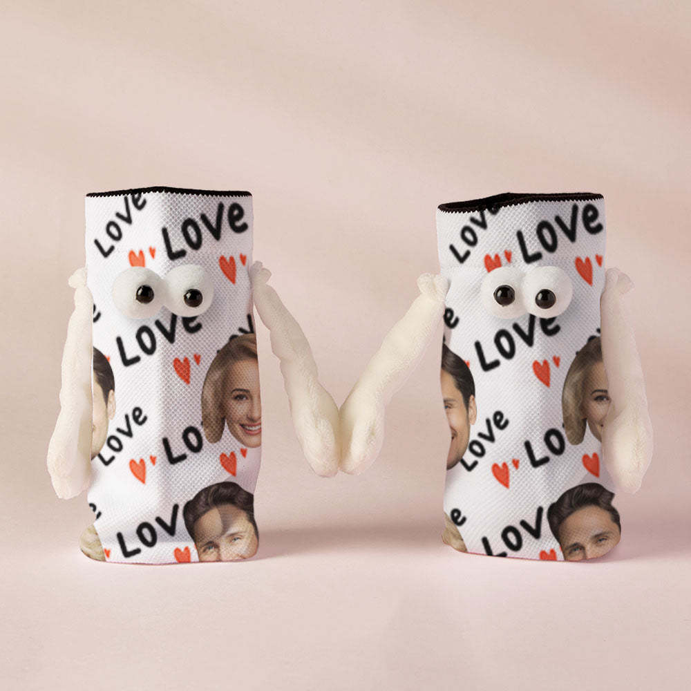 Custom Face Socks Funny Doll Mid Tube Socks Magnetic Holding Hands Socks Love Valentine's Day Gifts - MyFaceSocksEU