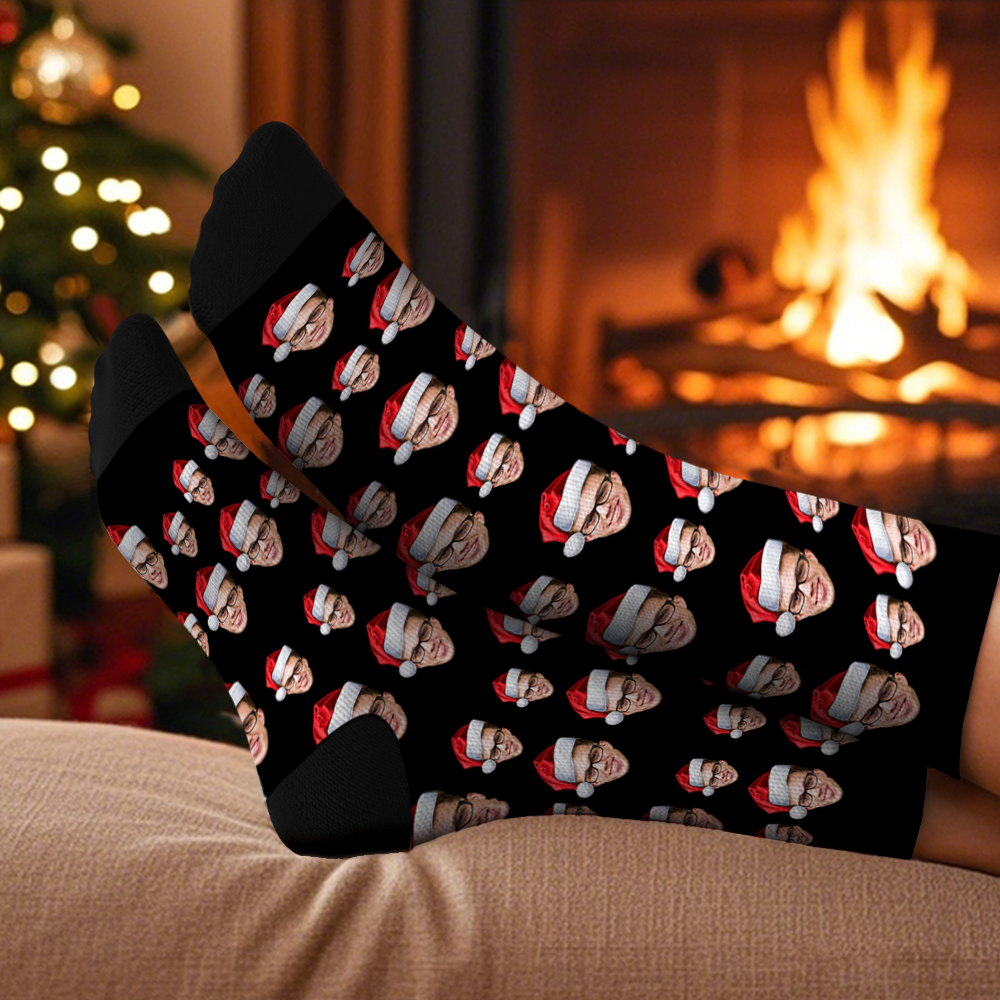 Chrismas Socks,Custom Full Face Photo Printed Socks Personalized Custom Designs Best Gift Idea for Xmas