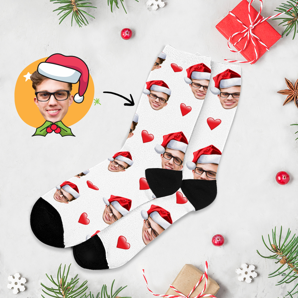 Chrismas Socks,Custom Full Face Photo Printed Socks Personalized Custom Designs Best Gift Idea for Xmas
