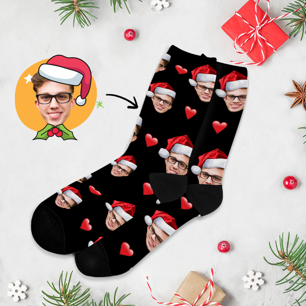Chrismas Socks,Custom Full Face Photo Printed Socks Personalized Custom Designs Best Gift Idea for Xmas