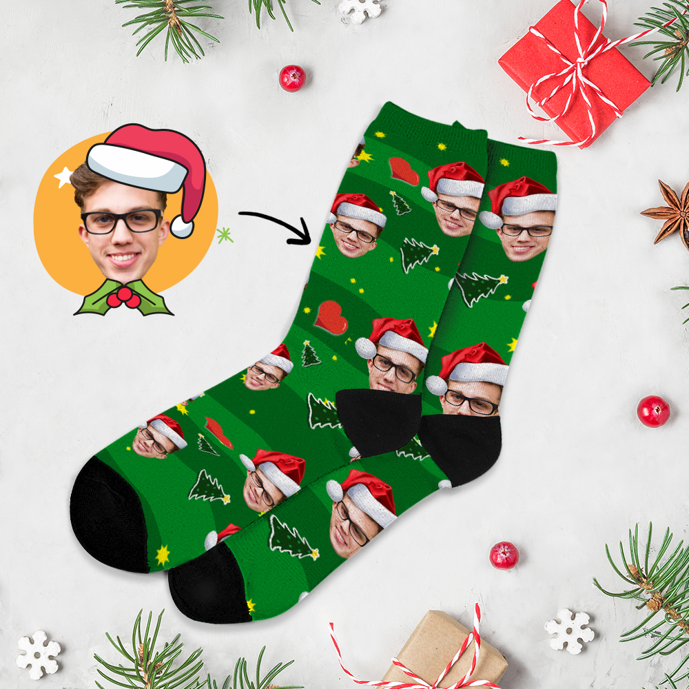 Chrismas Socks,Custom Full Face Photo Printed Socks Personalized Custom Designs Best Gift Idea for Xmas