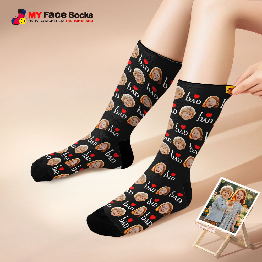 Custom Full Face Photo Print Socks Colorful Socks High Heels Personalized Custom Design Best Gift For Father'S Day - myfacesockseu