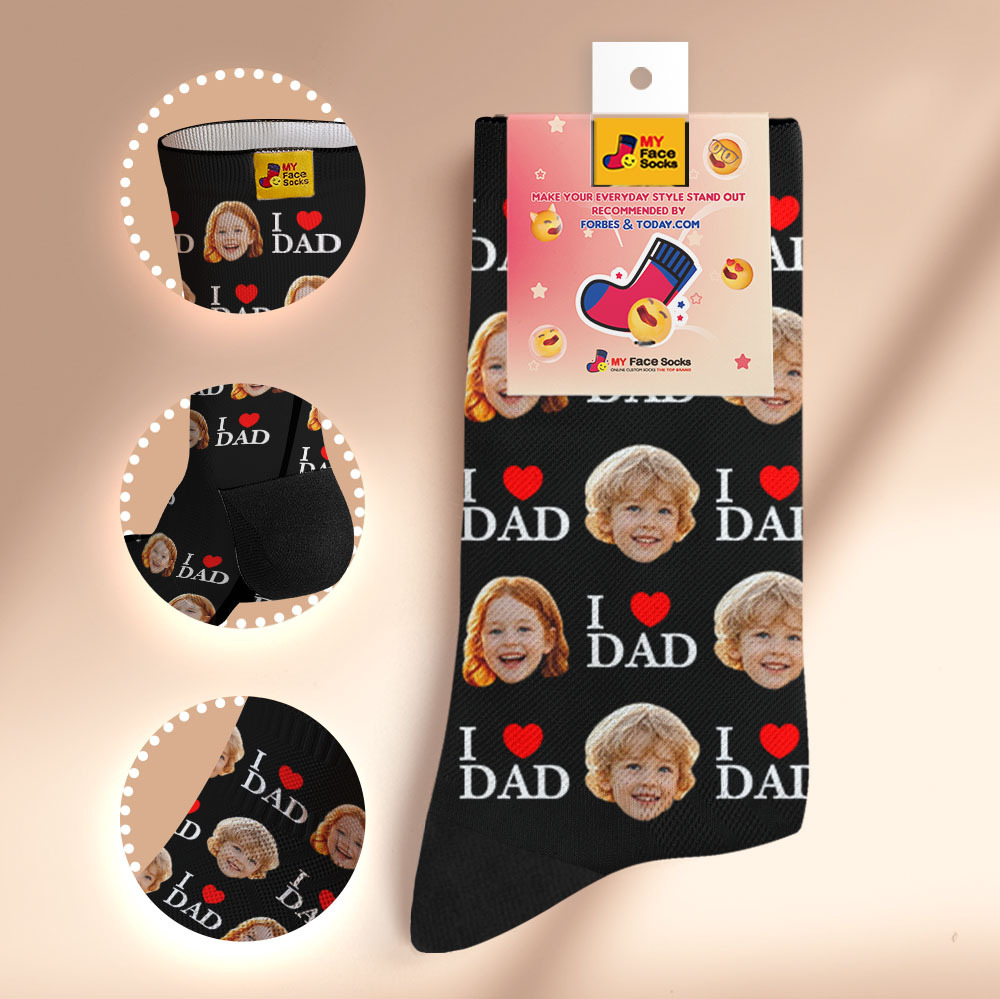 Custom Full Face Photo Print Socks Colorful Socks High Heels Personalized Custom Design Best Gift For Father'S Day - myfacesockseu