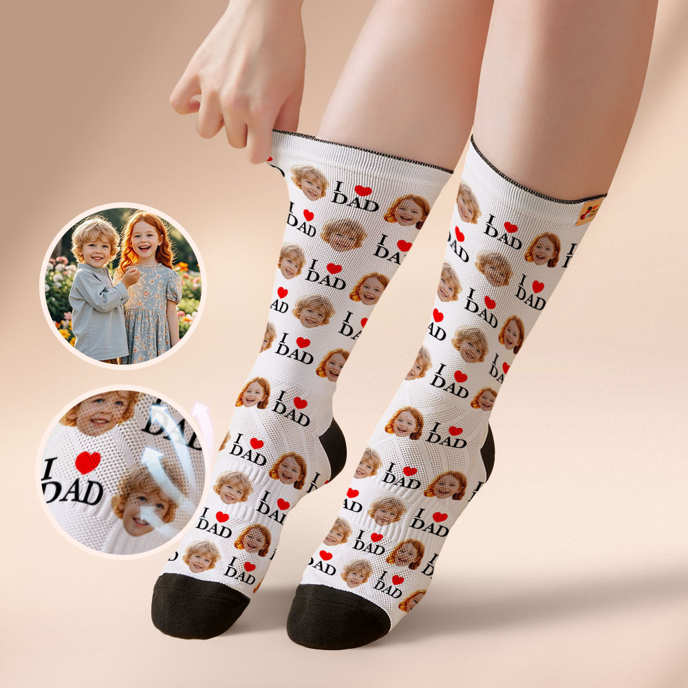 Custom Full Face Photo Print Socks Colorful Socks High Heels Personalized Custom Design Best Gift For Father'S Day - myfacesockseu