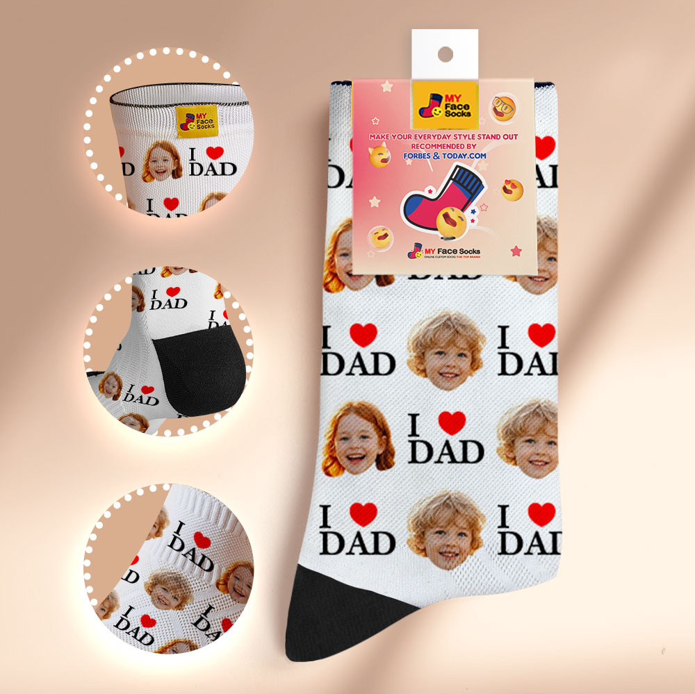 Custom Full Face Photo Print Socks Colorful Socks High Heels Personalized Custom Design Best Gift For Father'S Day - myfacesockseu