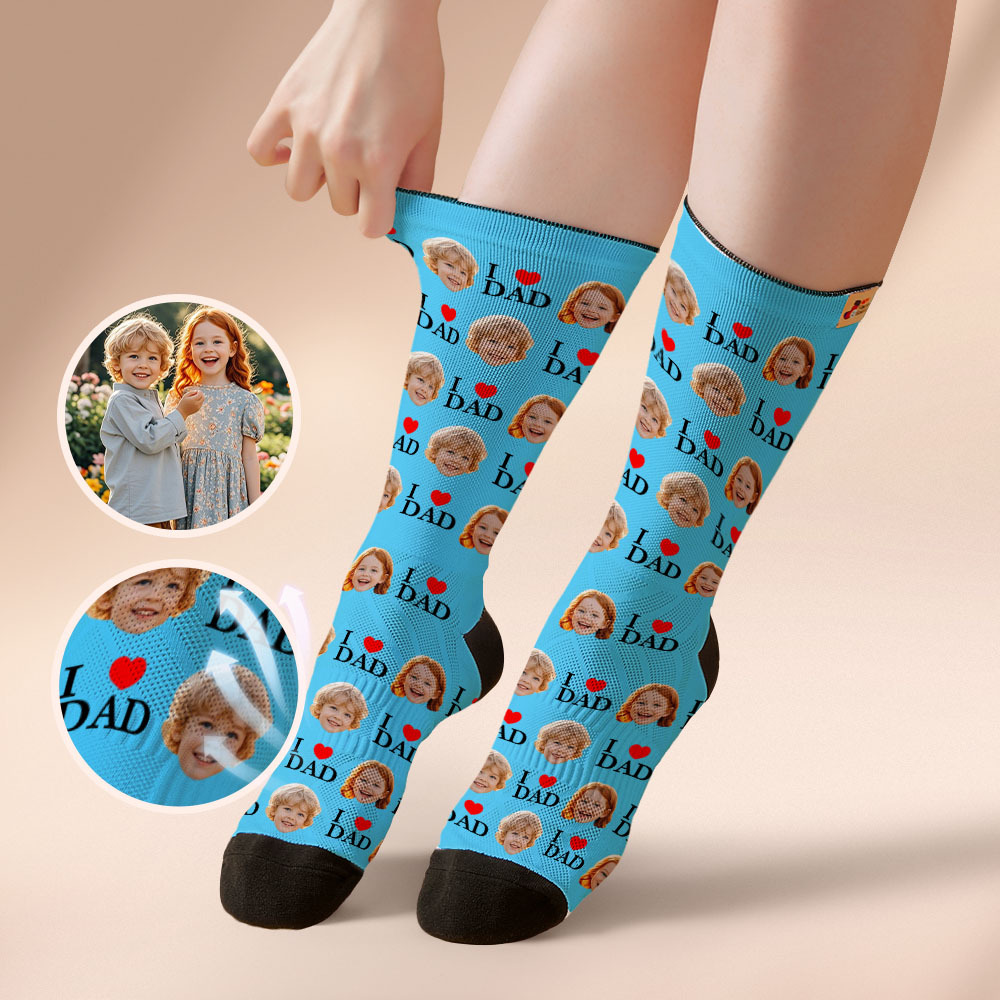 Custom Full Face Photo Print Socks Colorful Socks High Heels Personalized Custom Design Best Gift For Father'S Day - myfacesockseu