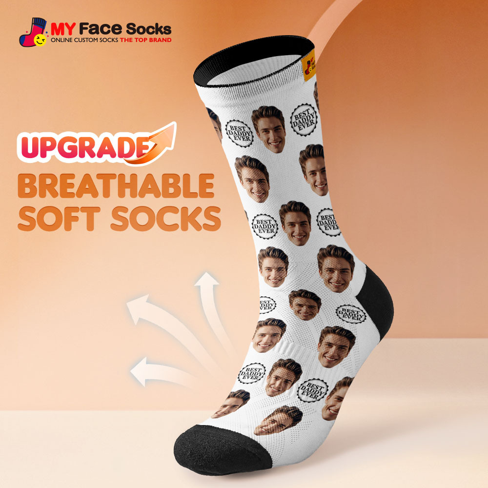 Custom Full Face Photo Print Socks Colorful Best Dad Ever Socks Personalized Custom Design Best Gift Idea For Father - myfacesockseu