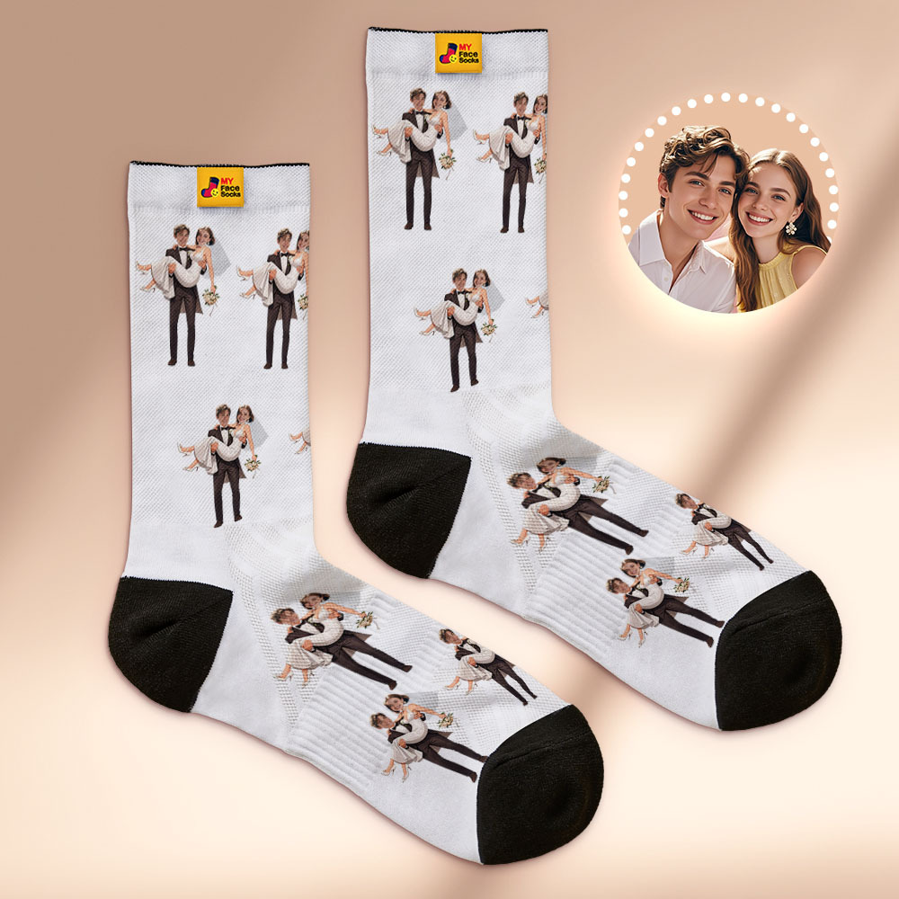 Custom Face Socks #BFF Add Multiple Photos Gift for Besties Personalized Face Socks - myfacesockseu