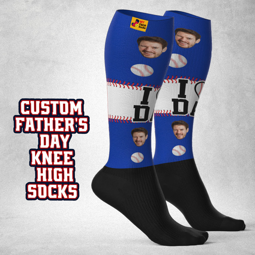 Custom Father's Day Upgrade Breathable Knee-high Compression Socks Online Preview Add Picture Love Dad Gift - myfacesockseu