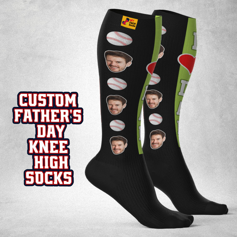 Custom Father's Day Upgrade Breathable Knee-high Compression Socks Online Preview Add Picture Love Dad Gift - myfacesockseu