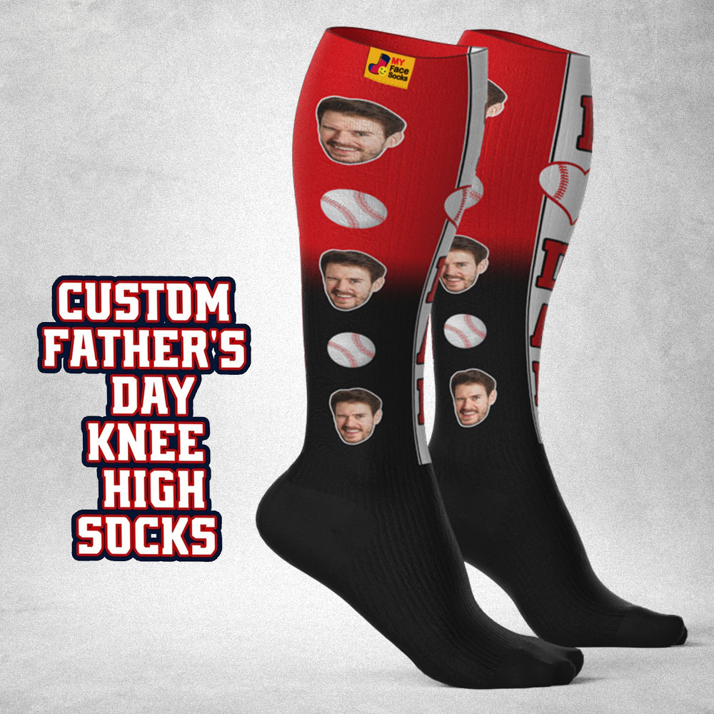 Custom Father's Day Upgrade Breathable Knee-high Compression Socks Online Preview Add Picture Love Dad Gift - myfacesockseu