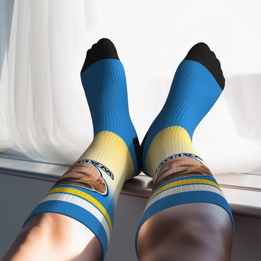 Personalized Athletic Knee High Socks Gradient Color High Socks Personalized Compression Socks Face and Text Knee High Socks - myfacesockseu
