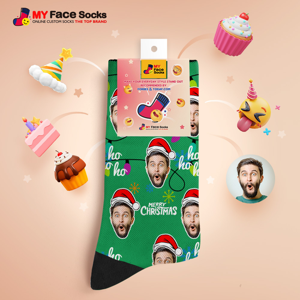 Custom Lantern Merry Christmas Face Socks Personalized Christmas Photo Socks Fun Gift for Family & Couples - myfacesockseu
