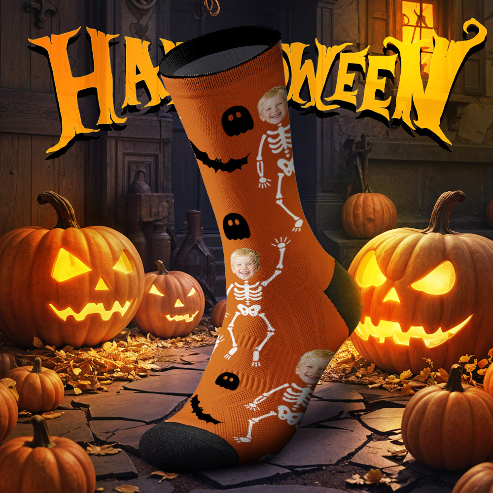 Custom Spooky Socks Personalized Halloween Face Socks for Friends & Family - myfacesockseu