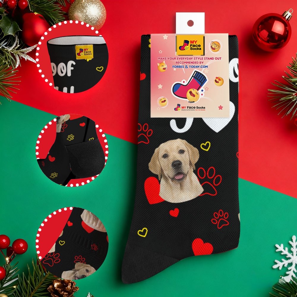 Personalized Pet Dog Theme Socks Christmas Socks Custom I Love You Socks Pet Lover Santa Socks Gift - myfacesockseu