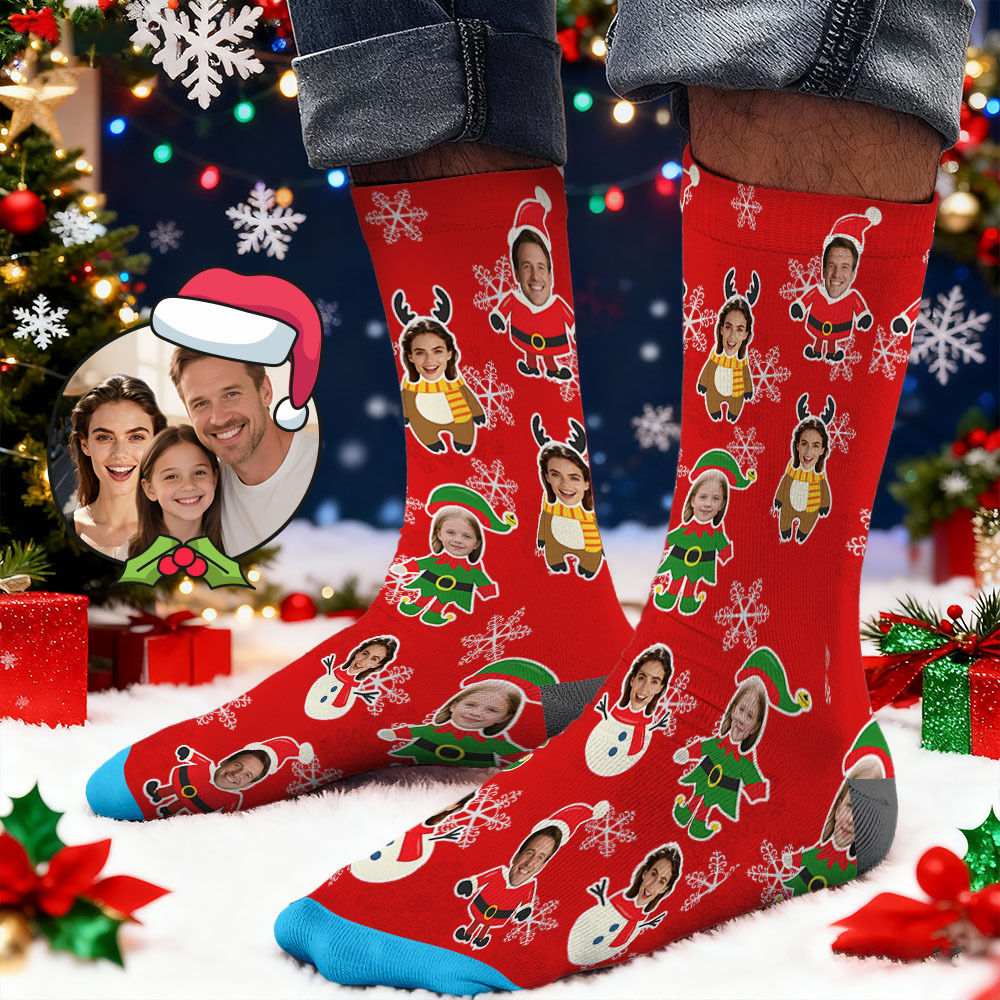 Custom Face Printed Socks Christmas Gift Funny Pet Face Socks Personalized Custom Designs Best Santa Gift Idea - myfacesockseu