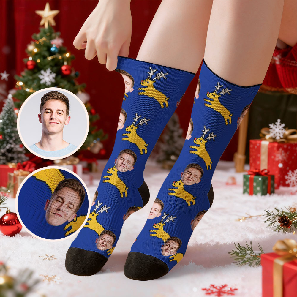 Personalized Funny Christmas Themed Socks Custom Face Socks Santa Socks Gift - myfacesockseu