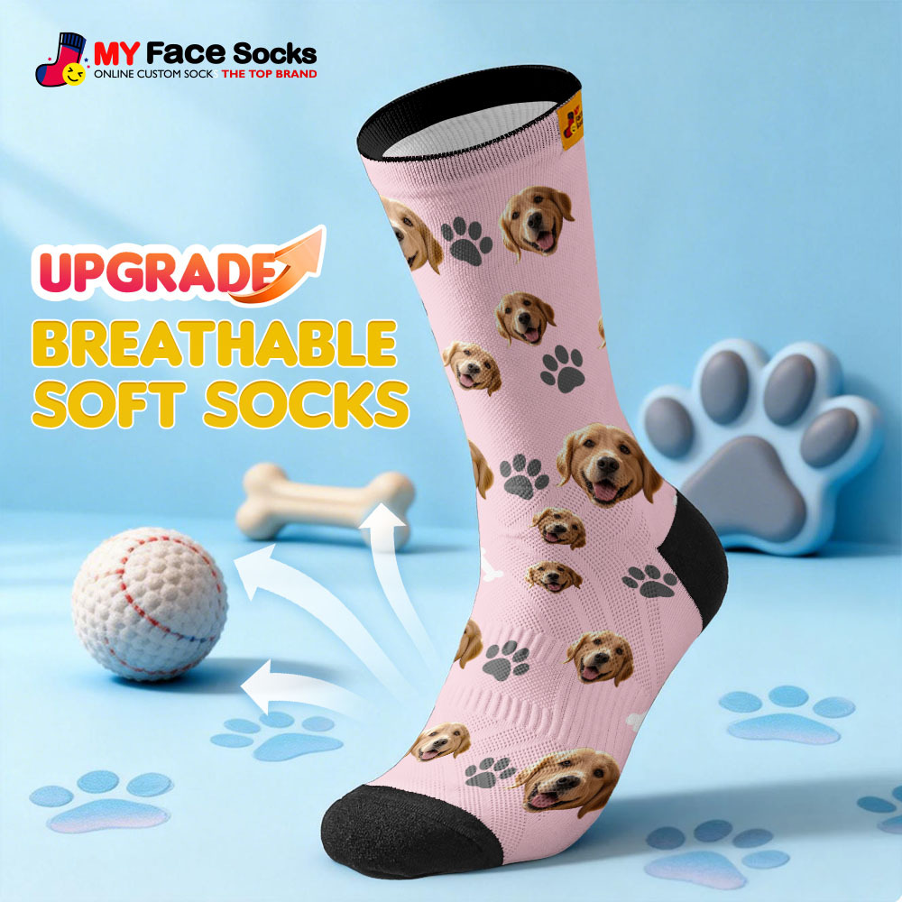 Custom Cute Pet Theme Face Socks Personalized Pet Lover Gift Socks with Photo - myfacesockseu