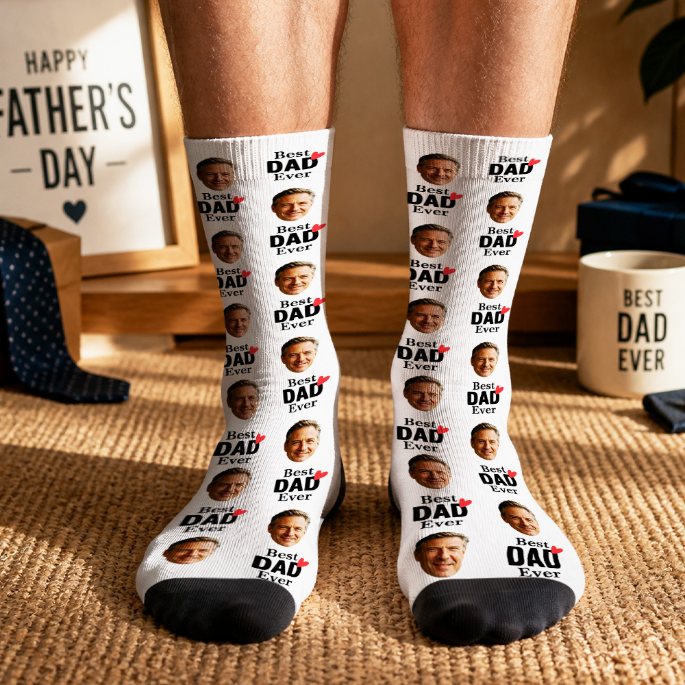 Personalized Photo Socks for Dad, Custom Face Socks, Fathers Birthday Gift - myfacesockseu