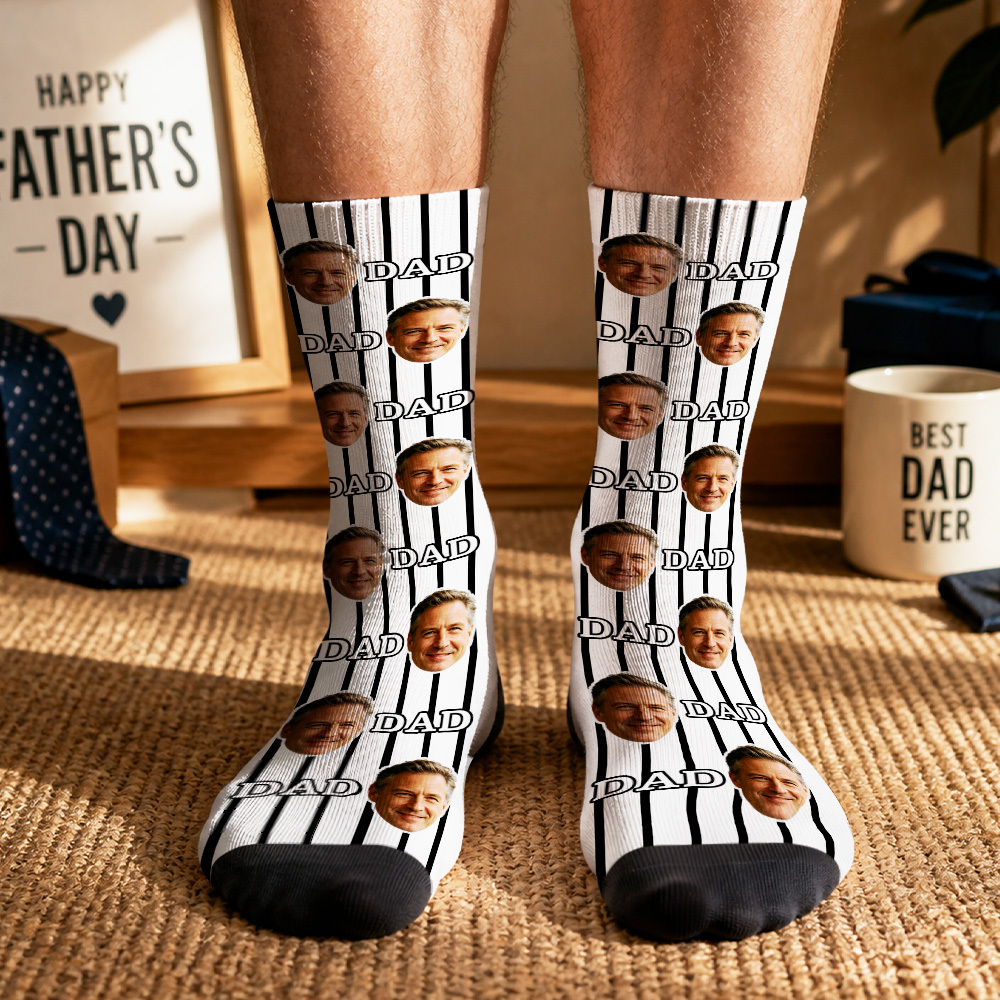 Personalized Dad Face Socks Custom Photo Socks for Father’s Day Gift, Funny Dad Gift, Best Dad Ever Socks, Grandpa Socks Gift - myfacesockseu