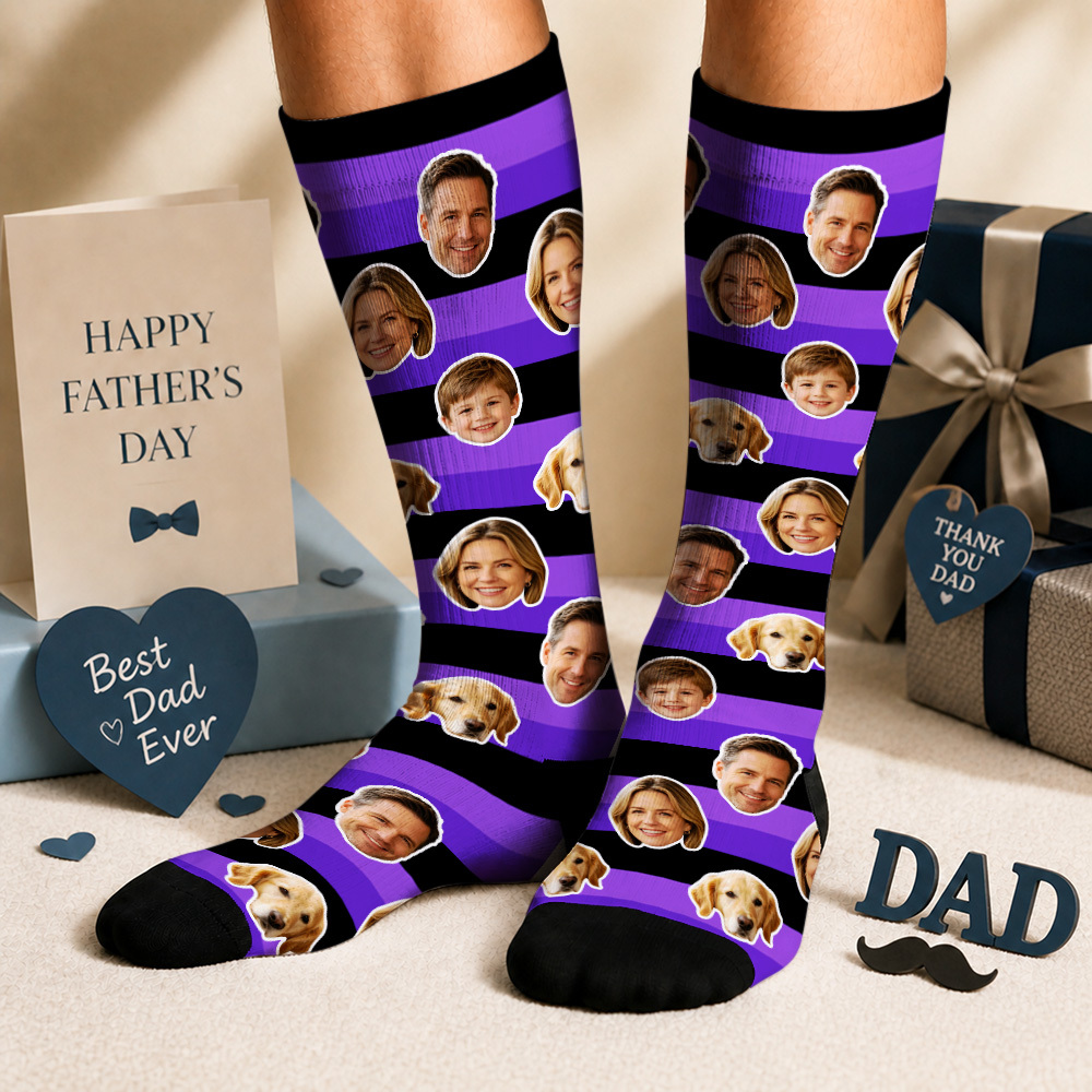 Custom Photo Socks for Dog Mom, Personalized Printed Socks with Your Own Photo, Novelty Socks Gift for Men, Funny Socks with Girl's Face - myfacesockseu