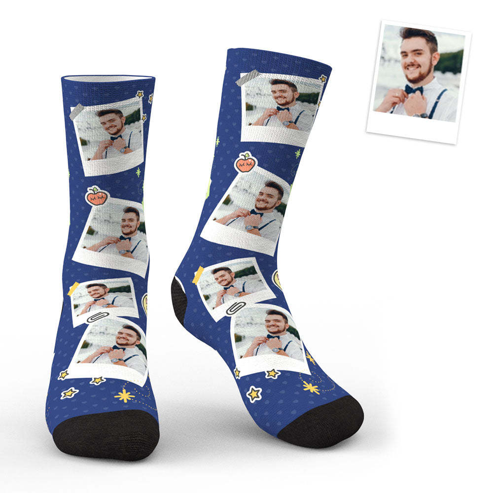 3D Preview Personalized Sticky Note Mark Custom Photo Socks - MyFaceSocksEU