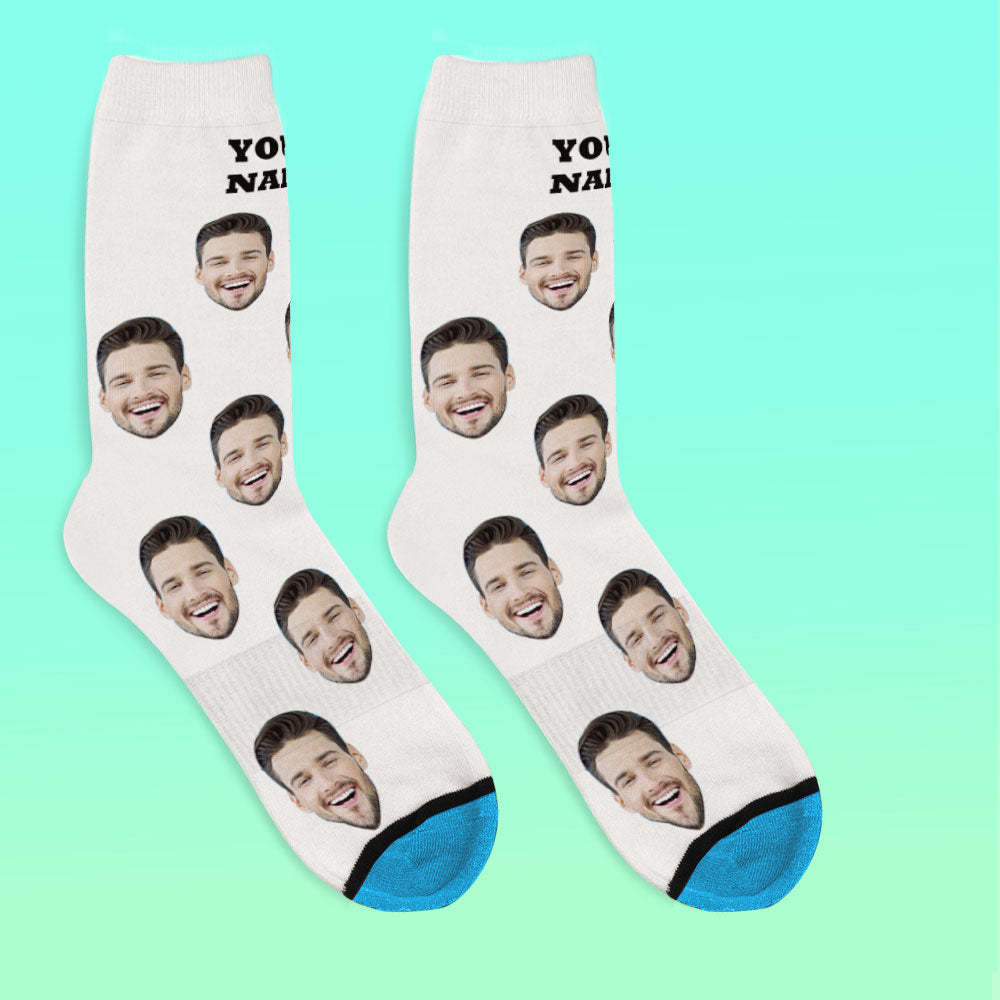 Custom 3D Digital Printed Face Socks Add Pictures and Name - Colorful