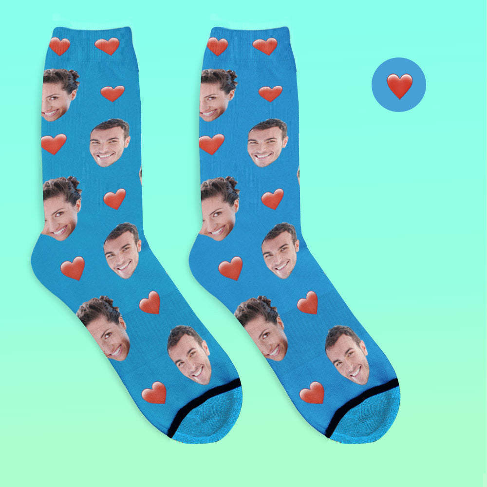 Custom 3D Digital Printed Face Socks Add Pictures and Name - Heart