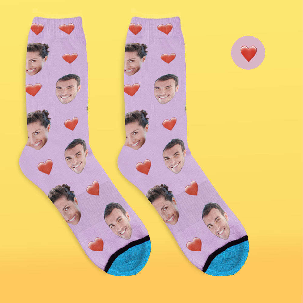 Custom 3D Digital Printed Face Socks Add Pictures and Name - Heart