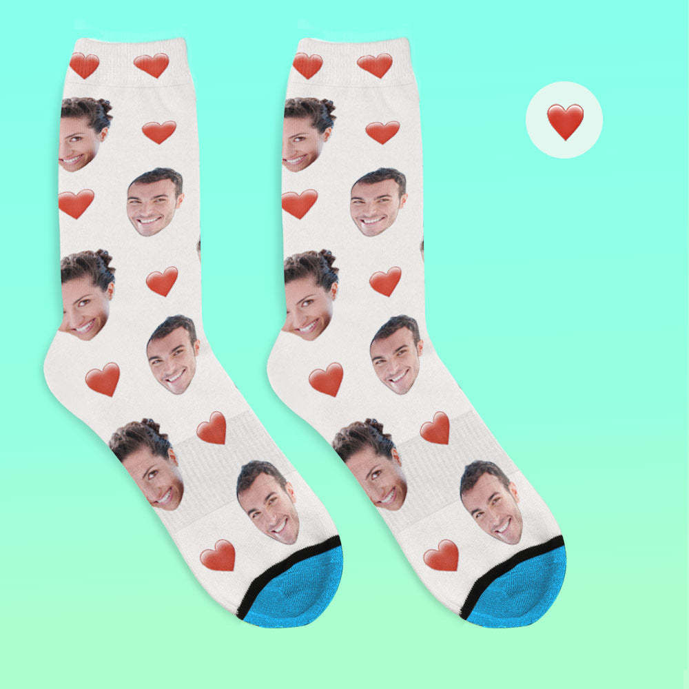 Custom 3D Digital Printed Face Socks Add Pictures and Name - Heart