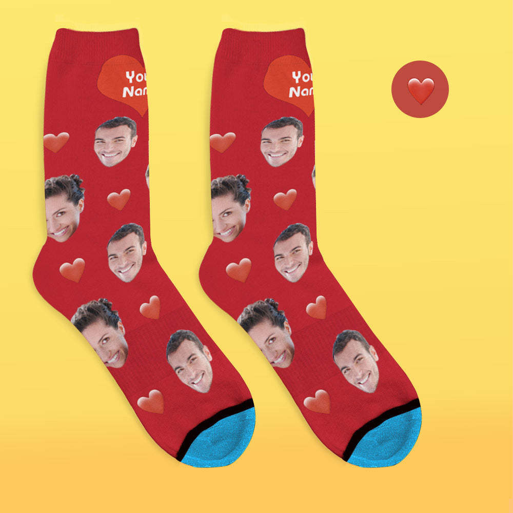 Custom 3D Digital Printed Face Socks Add Pictures and Name - Heart