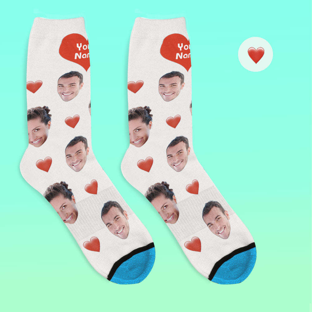 Custom 3D Digital Printed Face Socks Add Pictures and Name - Heart