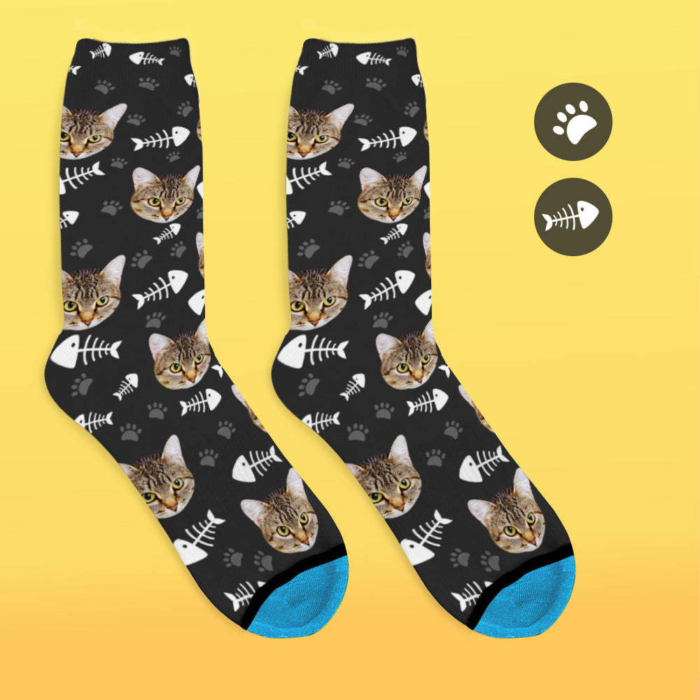 Custom 3D Digital Printed Face Socks Add Pictures and Name - Cat