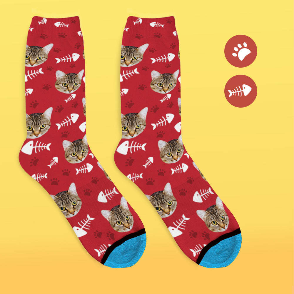 Custom 3D Digital Printed Face Socks Add Pictures and Name - Cat