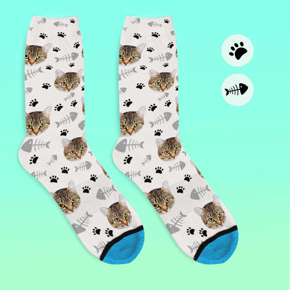 Custom 3D Digital Printed Face Socks Add Pictures and Name - Cat