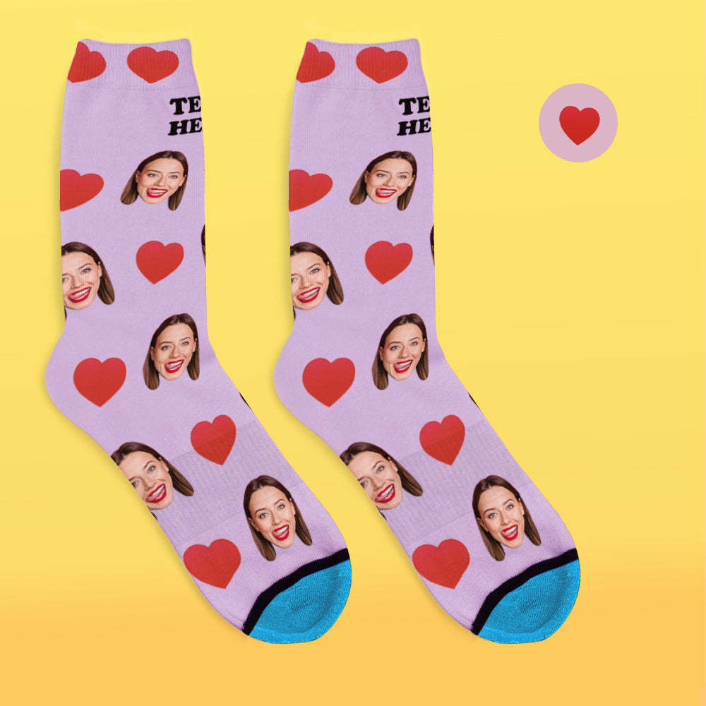 Custom 3D Digital Printed Face Socks Add Pictures and Name - Sweet Heart