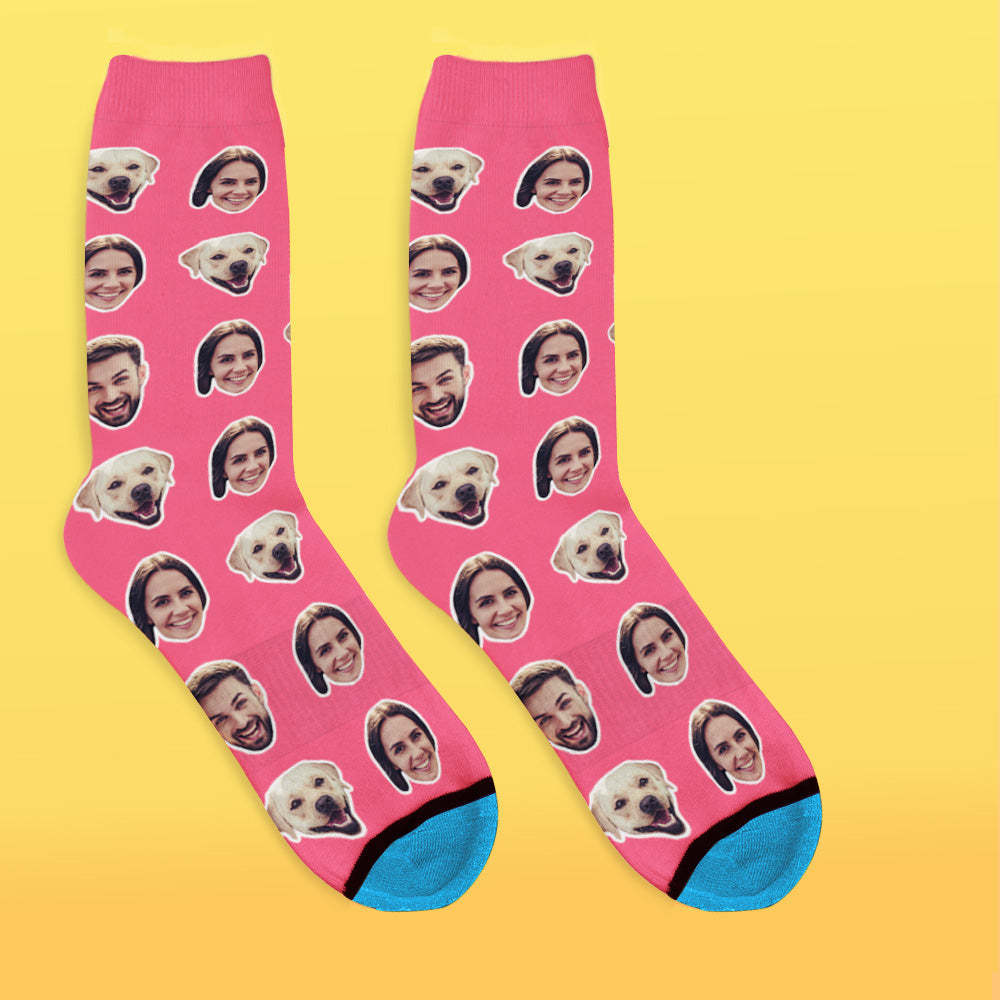 Custom 3D Digital Printed Face Socks Add Pictures and Name - Two Faces