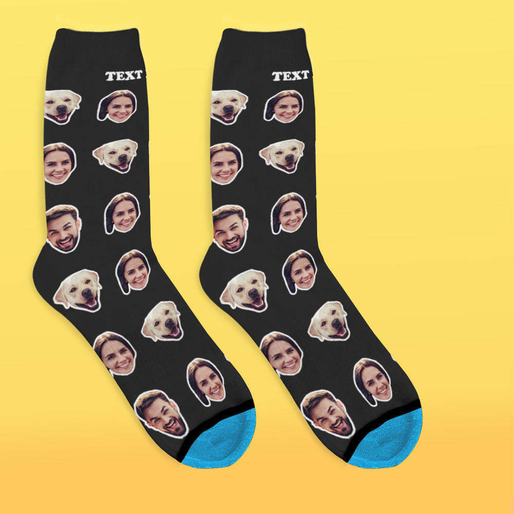 Custom 3D Digital Printed Face Socks Add Pictures and Name - Two Faces