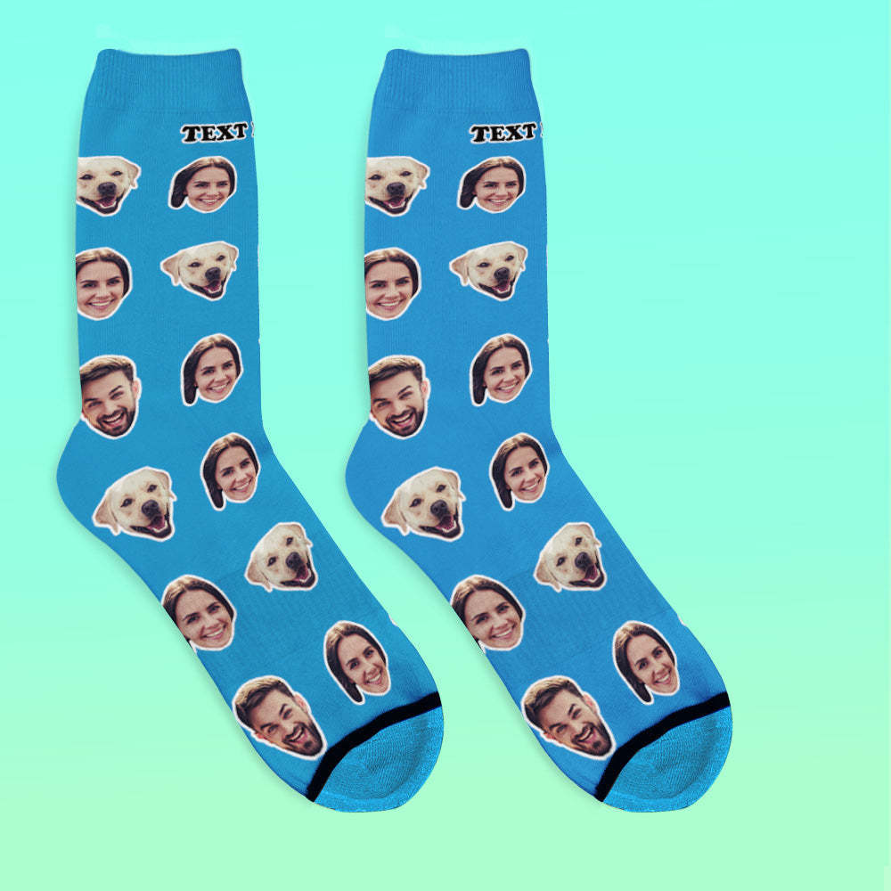 Custom 3D Digital Printed Face Socks Add Pictures and Name - Two Faces